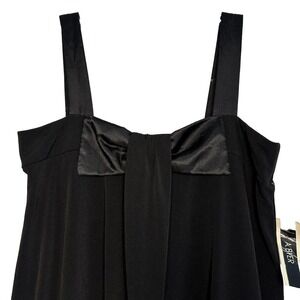 A.Byer Women Dress Black Satin Minimalist Retro Y2K LBD Bubble Hem